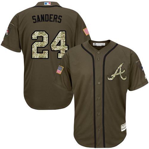 Braves 24 Deion Sanders Green Salute To Service Stitched Mlb Jersey