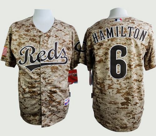 Reds #6 Billy Hamilton Camo Alternate Cool Base Stitched MLB Jersey ...